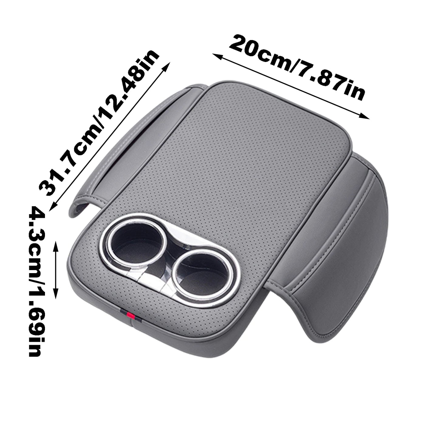 Car Armrest Cushion With 2 Cup Holder And Side Pocket PU Leather Auto Center Console Arm Rest Heighten Pads Car Arm Rest Cover