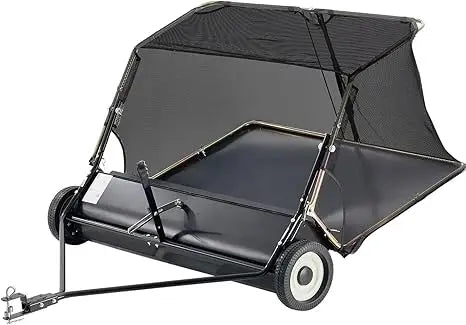 Lawn Sweeper Tow-Behind, 42 in 12 Cu. Ft. Leaf & Grass Collector with Strong Rubber Wheels & Heavy Duty Thickened Steel Frame He