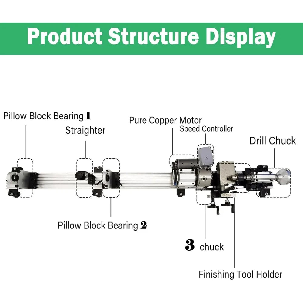 450W Pool Cue Lathe 0-2000RPM Billiard Cue Lathe Machine 0.87" Spindle Hole for Billiard Stick Repairing Turning Drilling