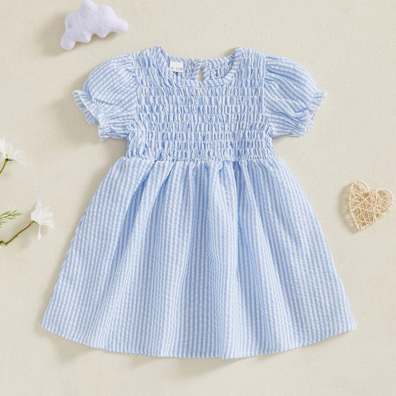 Adorable Baby Girl Floral Print Sleeveless Ruffle Hem Crew Neck A-Line Dress for Summer Beach Party Outfit