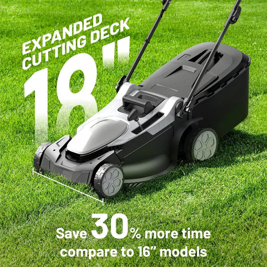 Lawn Mower 18" Electric Self Propelled for Garden Yards, Lightweight Cordless Lawn Mower Brushless 6-Position Height Adjustment