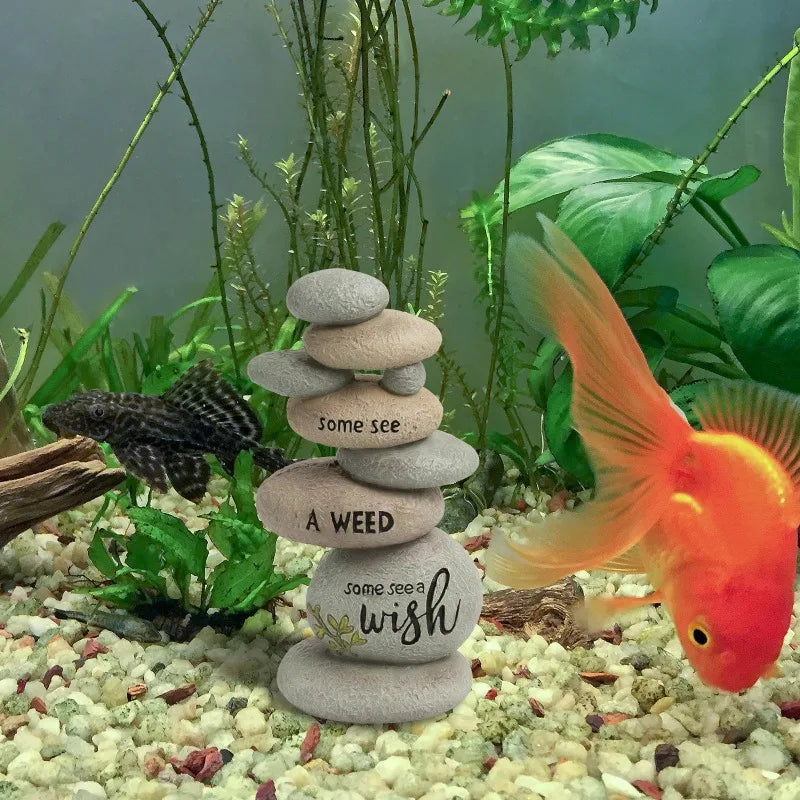 Garden Stones Outdoor Decor, Stacked Rocks Resin Cairn Stones Statue for Japanese Zen Garden Decor,6.2in Fish Tank Aquarium