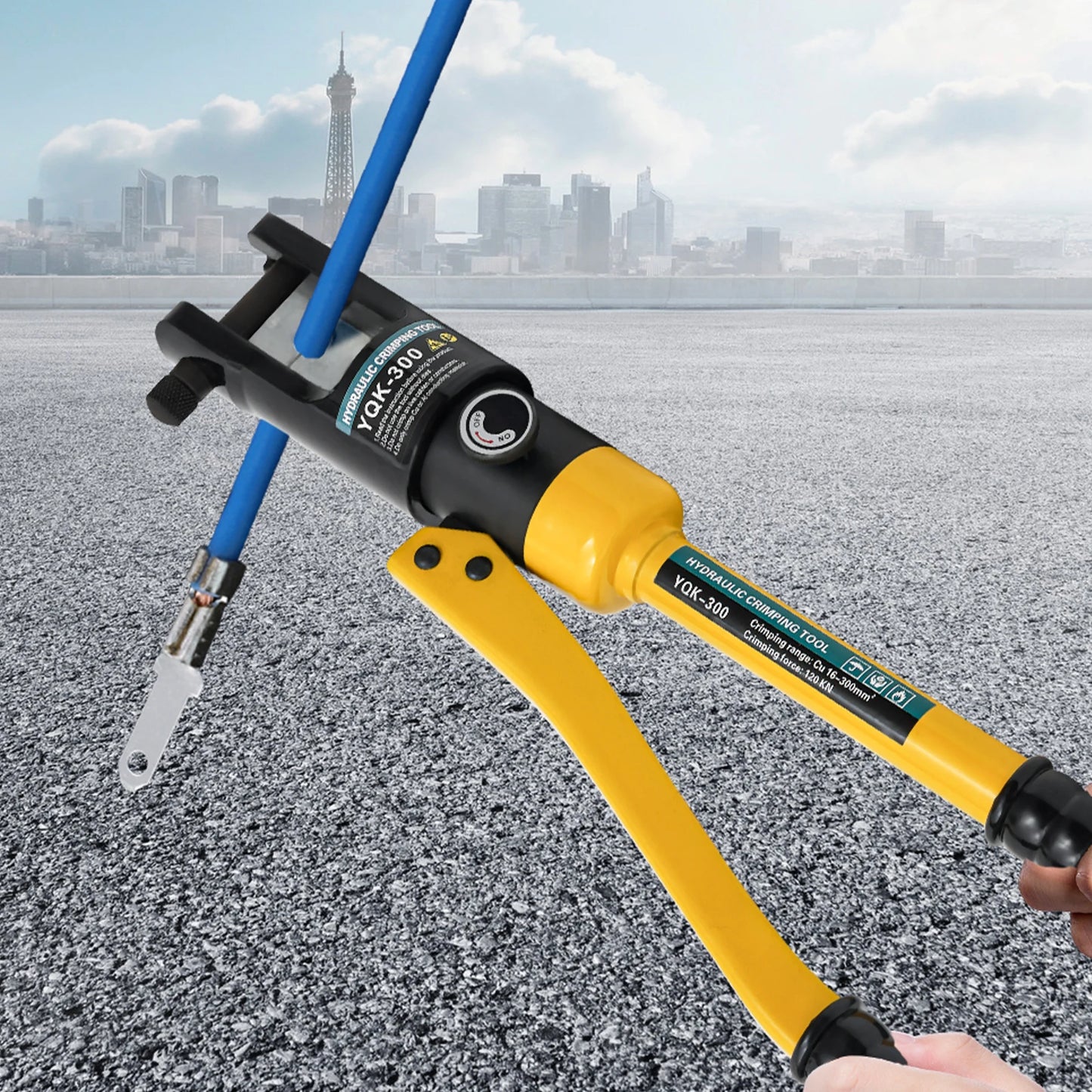 120KN/26455lbs Hydraulic Crimping Tool Rope YQK300 Wire Balustrade Crimper, Hydraulic Hand Crimper Tool