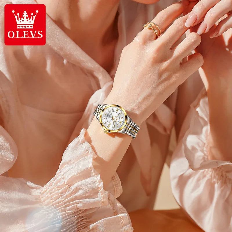OLEVS Brand Romantic Gift Box Bracelet Set Women's Watches Elegant Waterproof Fashion Luminous Quartz Watch Calendar Wristwatch