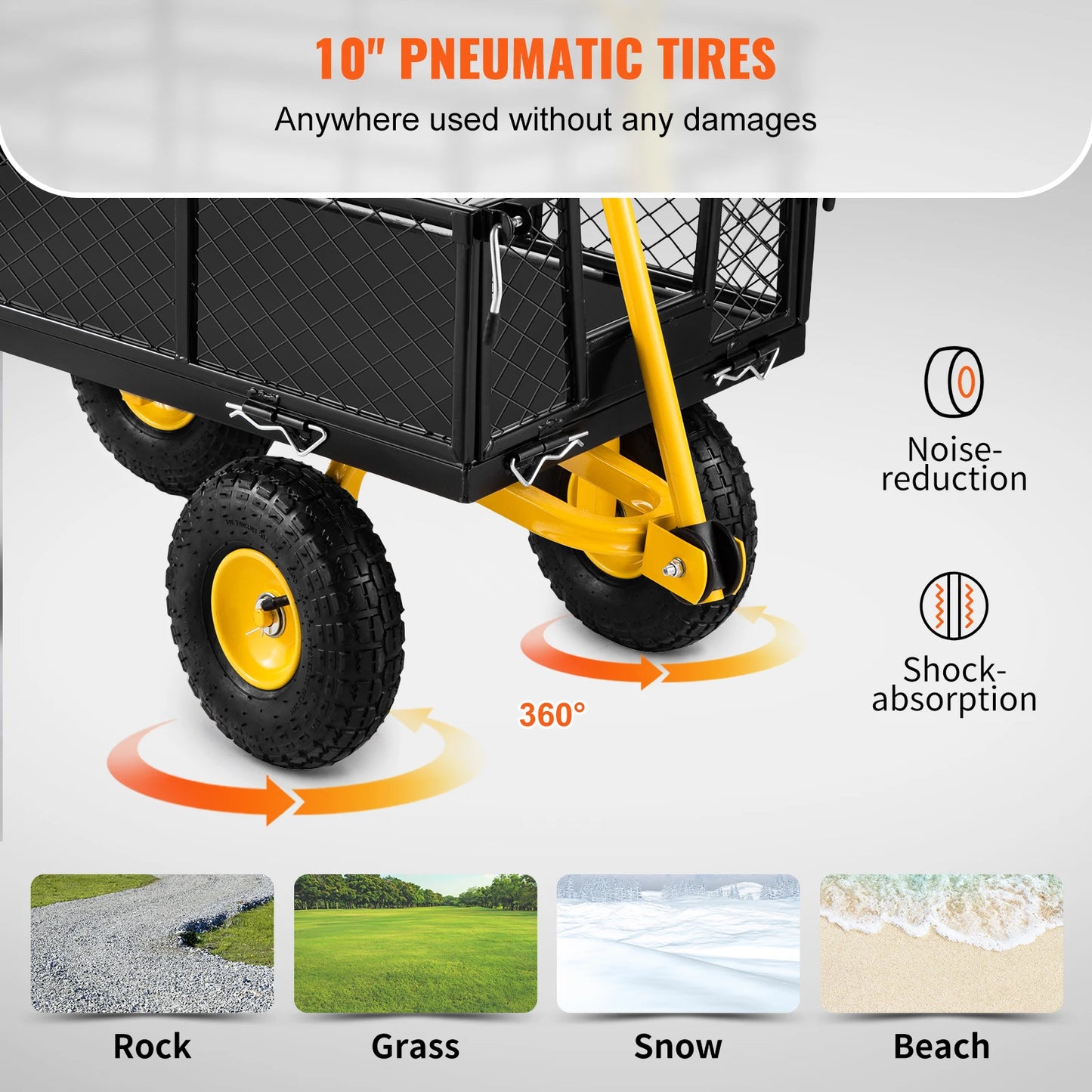 VEVOR Steel Garden Cart Heavy Duty 500 900 1200 1400 Pounds Capacity Removable Mesh Sides Convert to Flatbed Metal Wagon