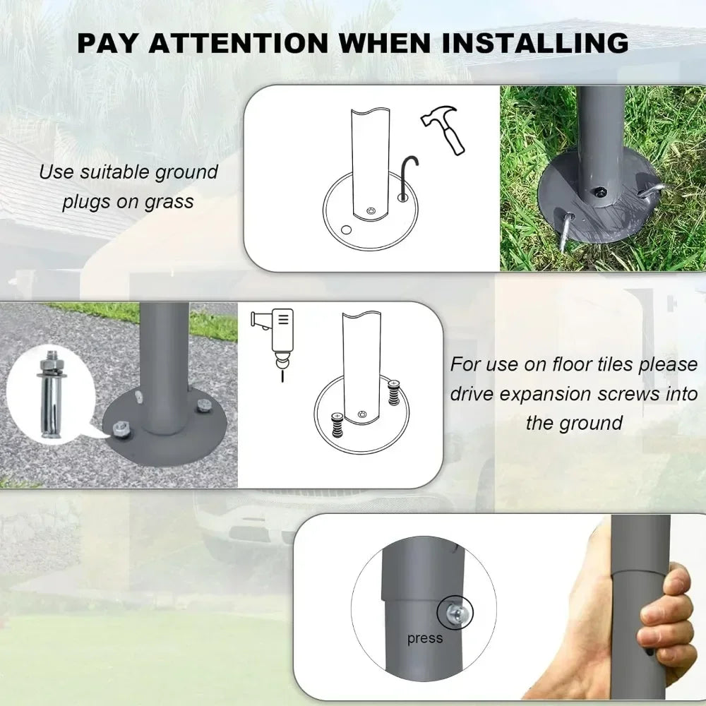 Outdoor Carport 10x20ft Heavy Duty Canopy Storage Shed, Portable Garage with Removable Sidewalls and Doors,All-Season Tarp ,Grey