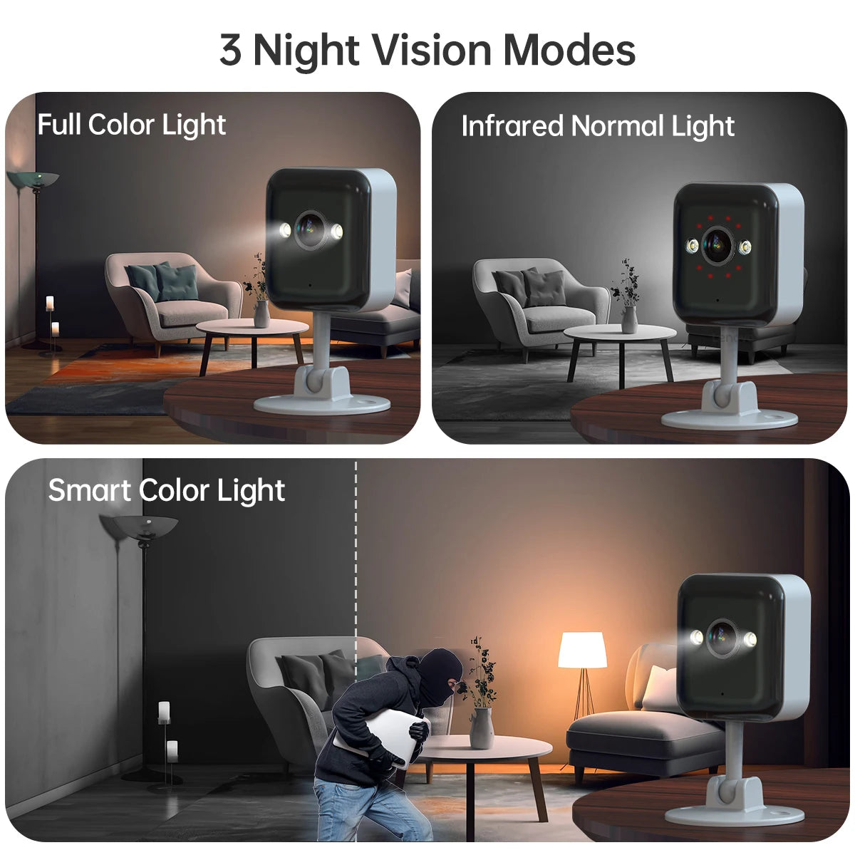 2MP Outdoor Mini WiFi IP Camera Smart Home Security Camera HD Color Night Vision Baby Monitor Two Way Audio Video Surveillance
