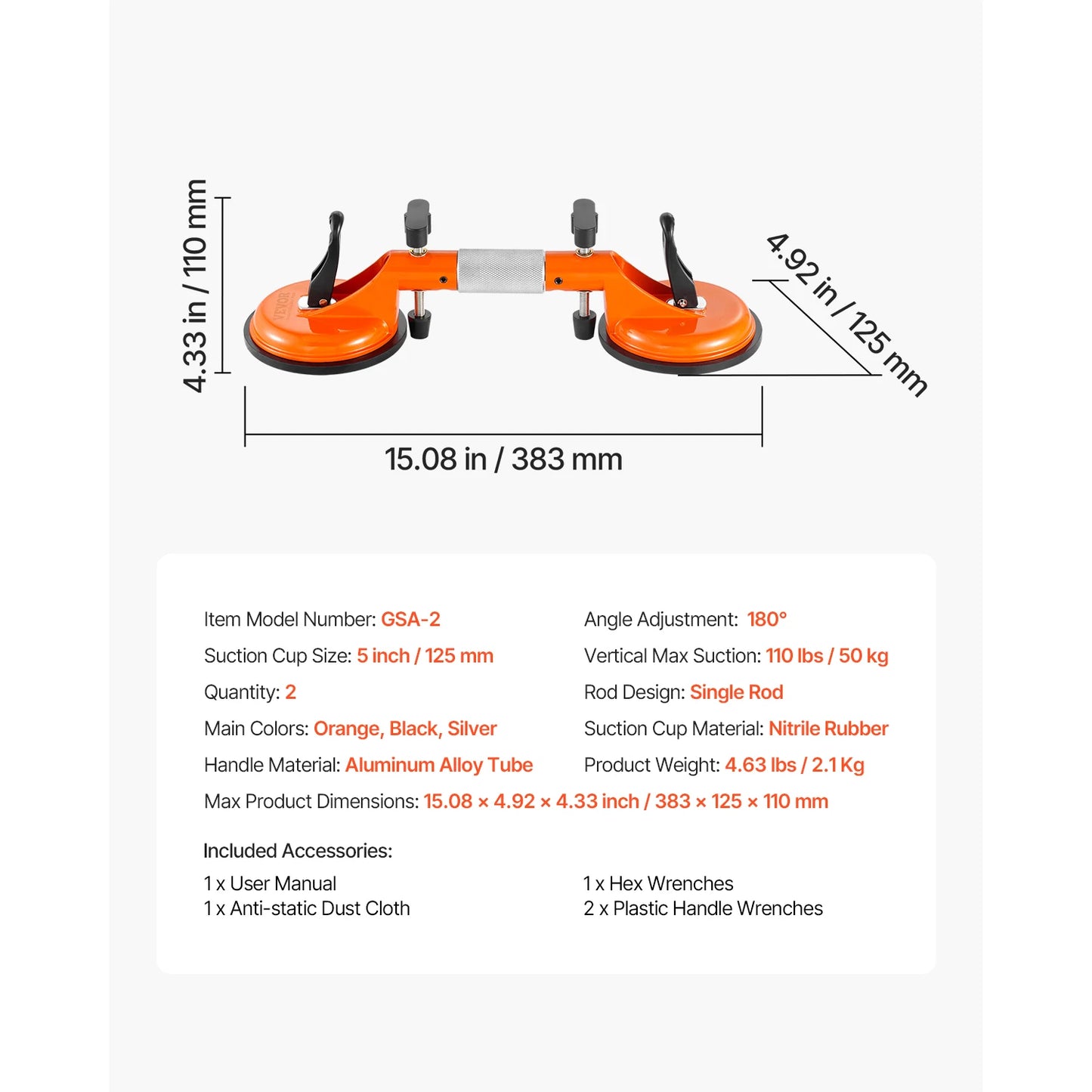 VEVOR 2 Packs Stone Seam Joiner 180° Adjustable Seamless Seam Setter with 5 in Vacuum Suction Cups Installation Tool for Tile