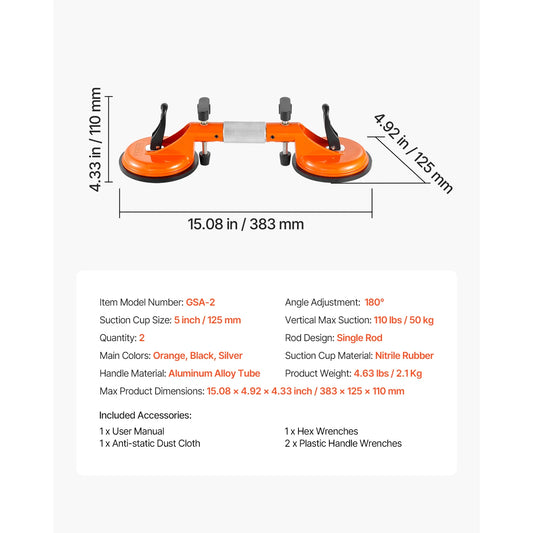 VEVOR 2 Packs Stone Seam Joiner 180° Adjustable Seamless Seam Setter with 5 in Vacuum Suction Cups Installation Tool for Tile