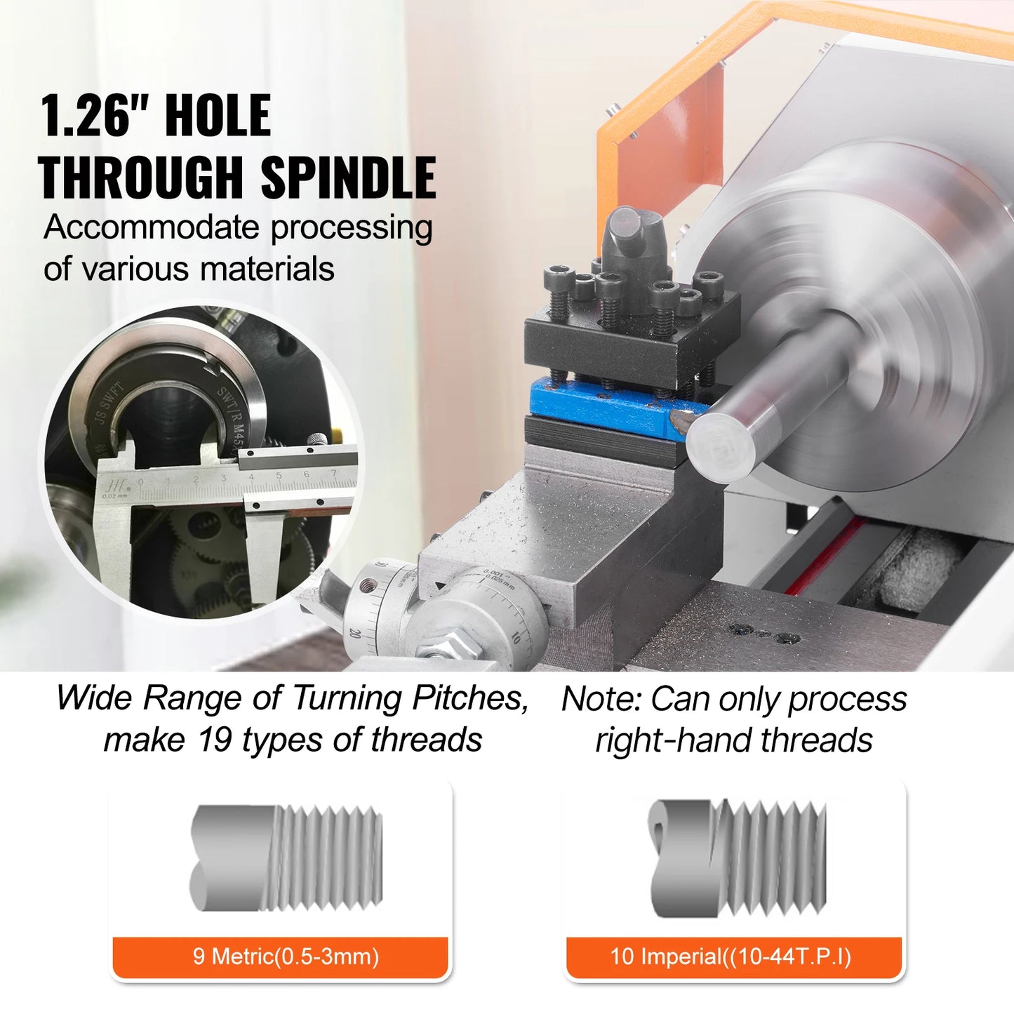 SucceBuy Brushless Mini Metal Lathe  7''x16'' / 180mm*400mm 800W Digital Display Continuously Variable Metalworking Turning