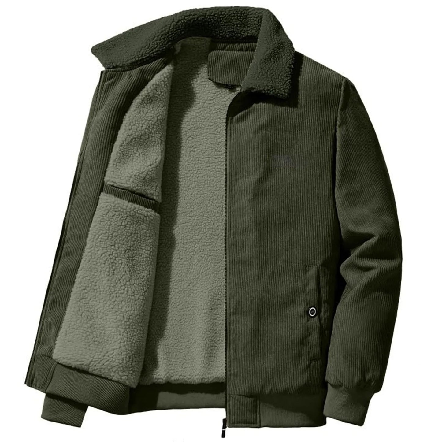Male Cotton Jackets Padded Warm Loose Parka Coat Corduroy Short Jacket Man Solid Zip Windbreaker Winter Men's Fleece Jacket
