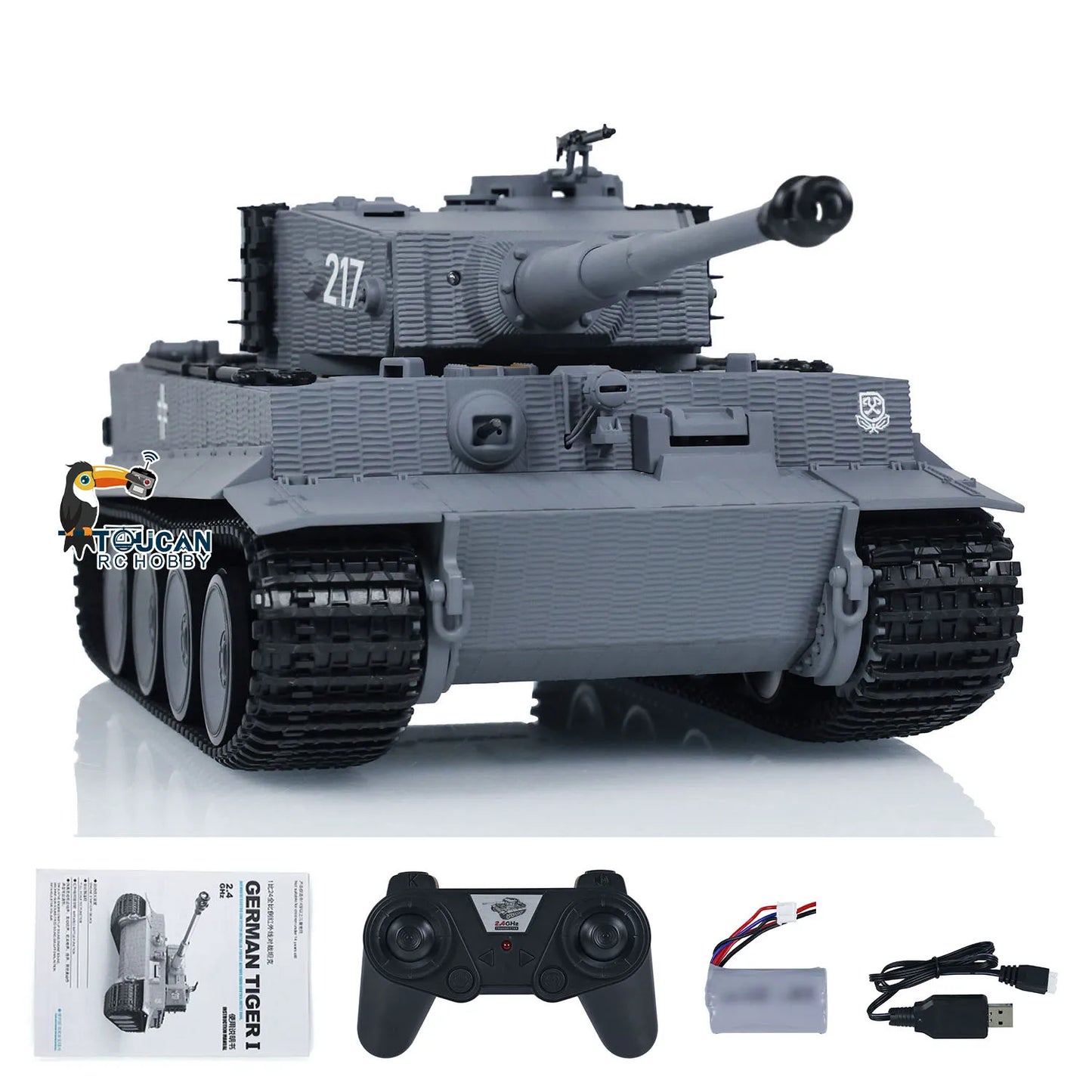 US Stock Taigen 1/24 Tiger I RC Battle Tank Remote Control Infrared Combat Military Toy for Collectors Gamers