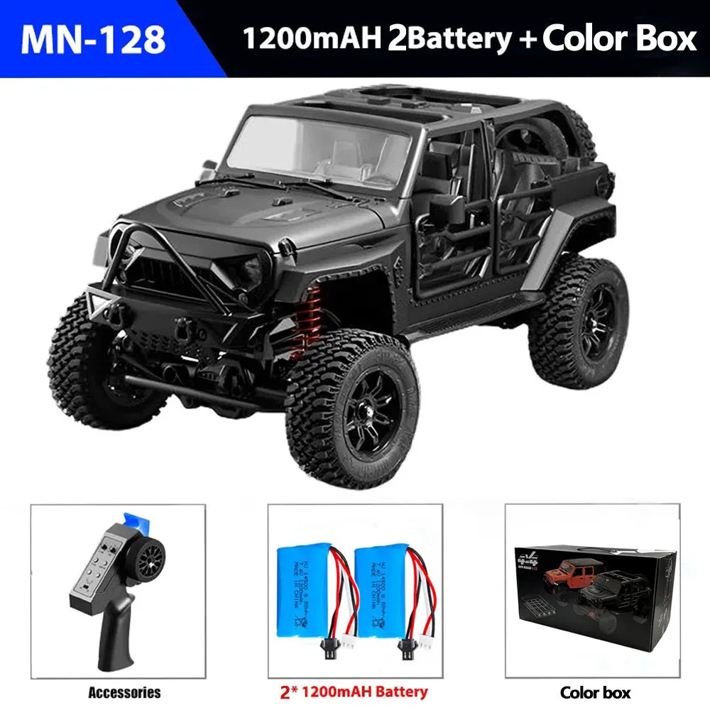1/12 MN128 RC Crawler 2.4G Climbing Buggy Professional with LED Light Remote Control Vehicle Toys with 2 Batteries US shipping