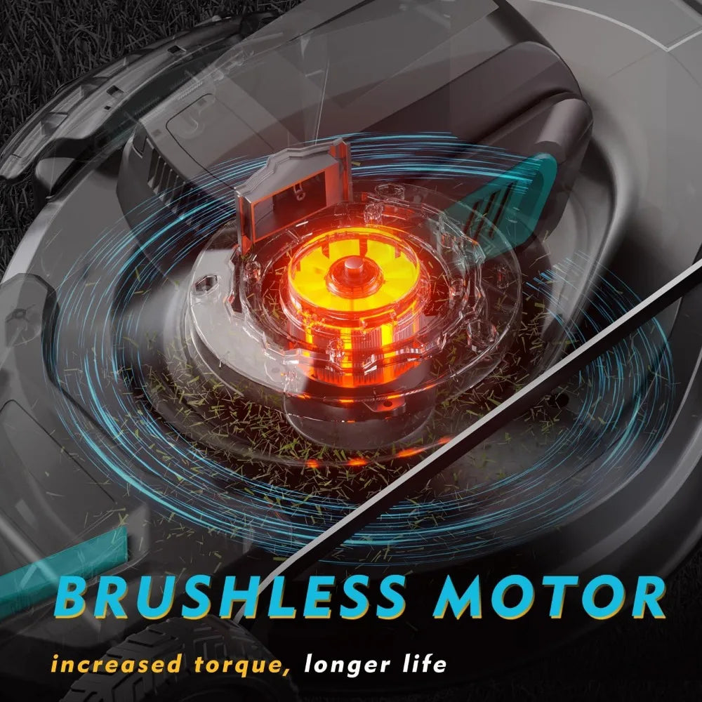 21 inch Brushless Lawn Mower, 2x20V Electric Cordless Lawn Mower, 6-Position Cutting Height Adjustment, Self Propelled Push Mowe