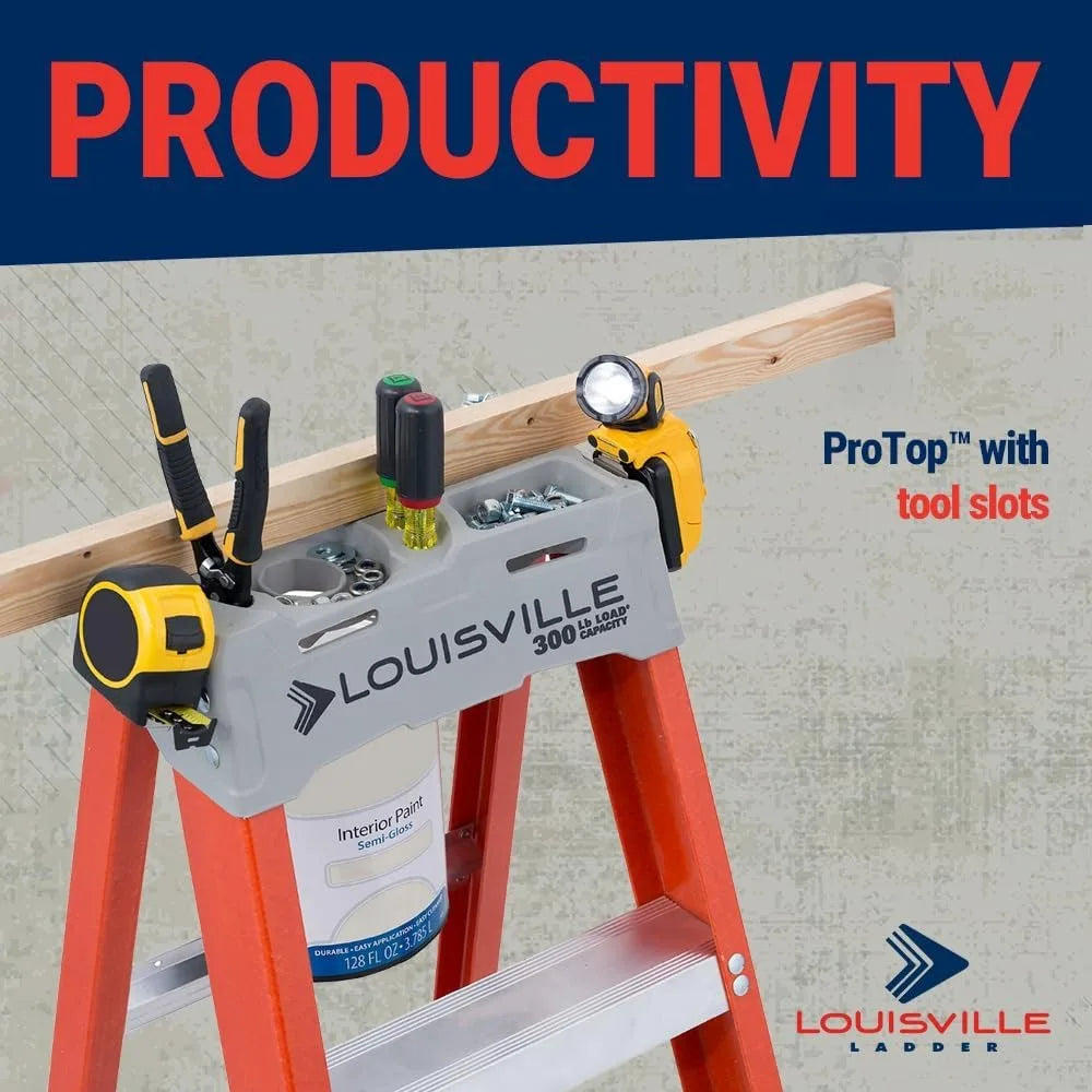 6-foot fiberglass step ladder, 300-pound load capacity, type ia, fs1506