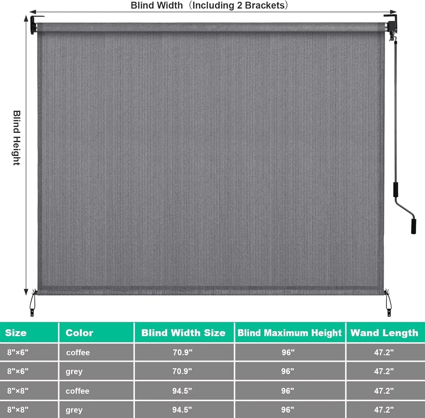 Cordless Patio Sun Shade 6 And 8 Ft Privacy Screen