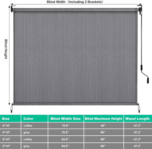 Cordless Patio Sun Shade 6 And 8 Ft Privacy Screen