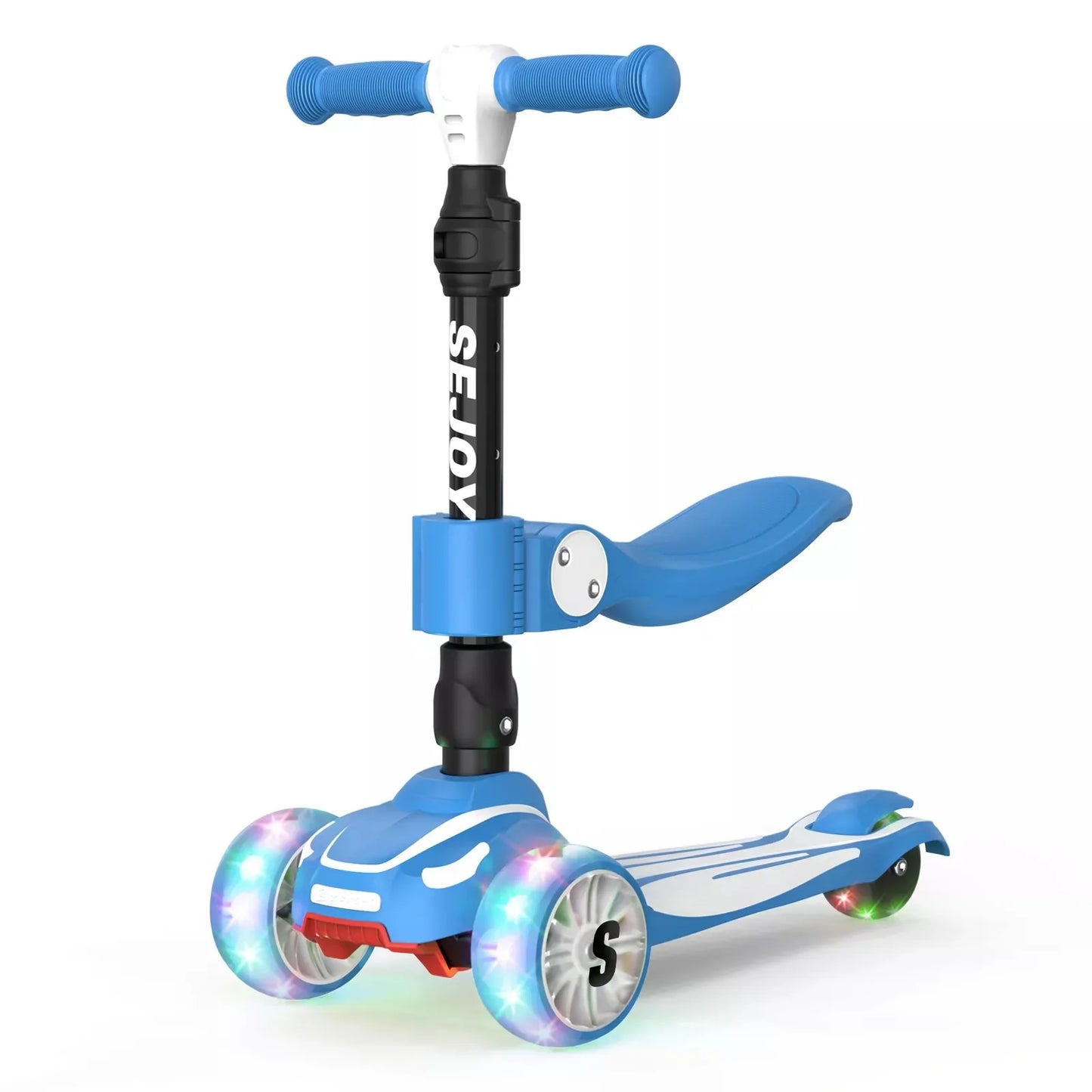 Sejoy Toddler Kick Scooter With Foldable Seat Height Adjustable