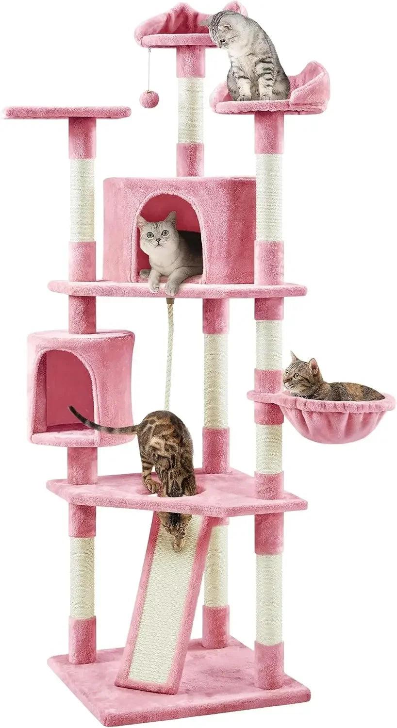 79inMulti-Level Cat Trees Indoor Cat Tower with Sisal-Covered Scratching Posts,Plush Perches and Condo for Kittens,Cats and Pets