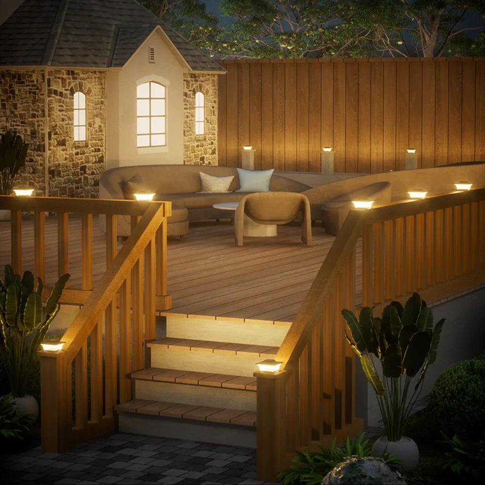 Solar Post Cap Light LED Fence Light Waterproof Solar Powered Post Light Decorative Garden Lamp for Garden Patio Porch