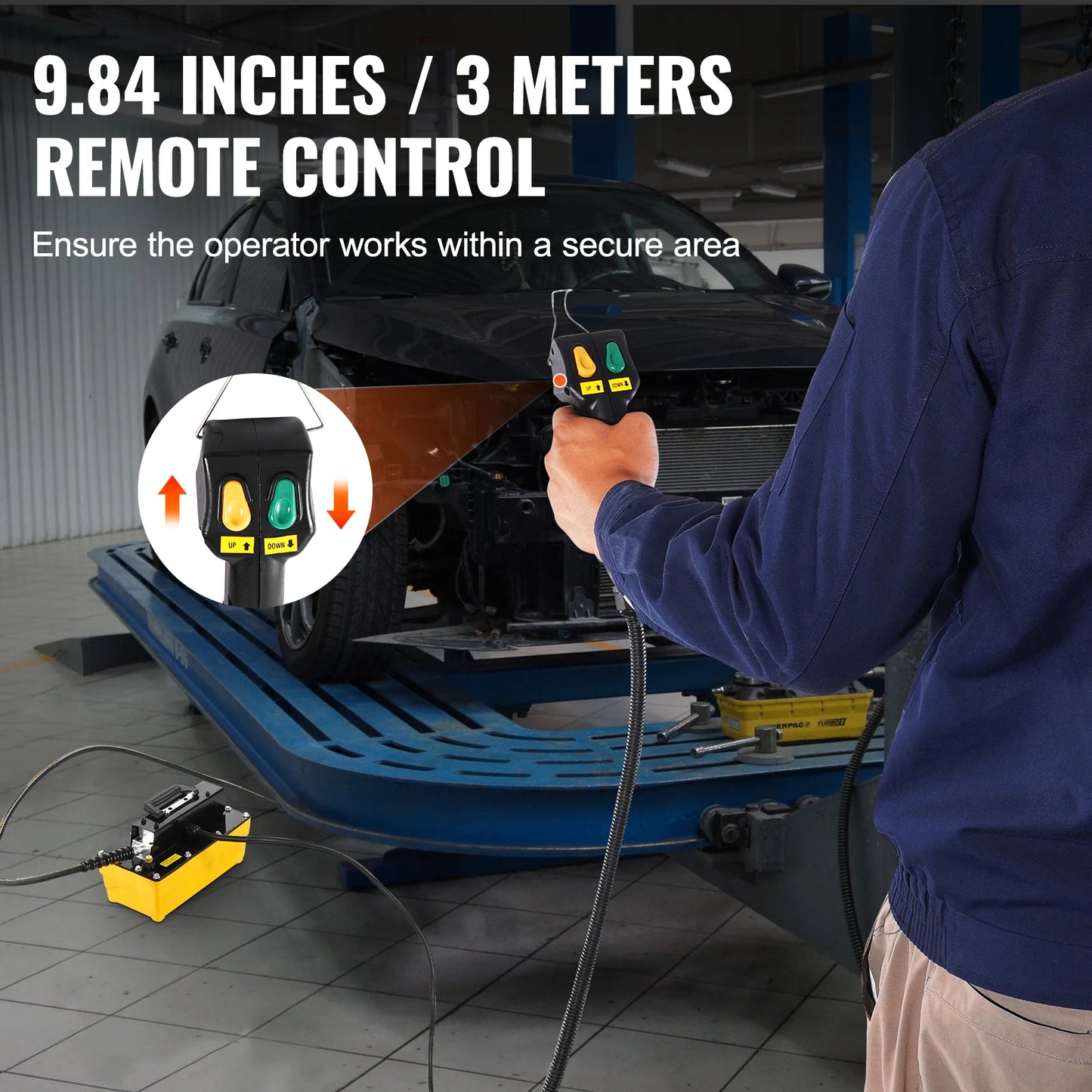 SucceBuy 10,000PSI Air Hydraulic Pump 0.61Gal Reservoir & Remote Control Actuator for Automobile Frame Machine & Hydraulic Press