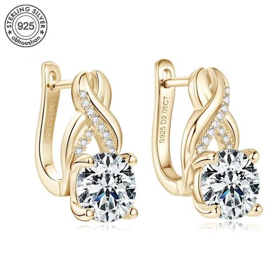925 Silver, Infinity Element Earrings, Women's Earrings with 0.3ct Moissanite, Luxurious, Perfect for Wife, Mother, Girl Daily G