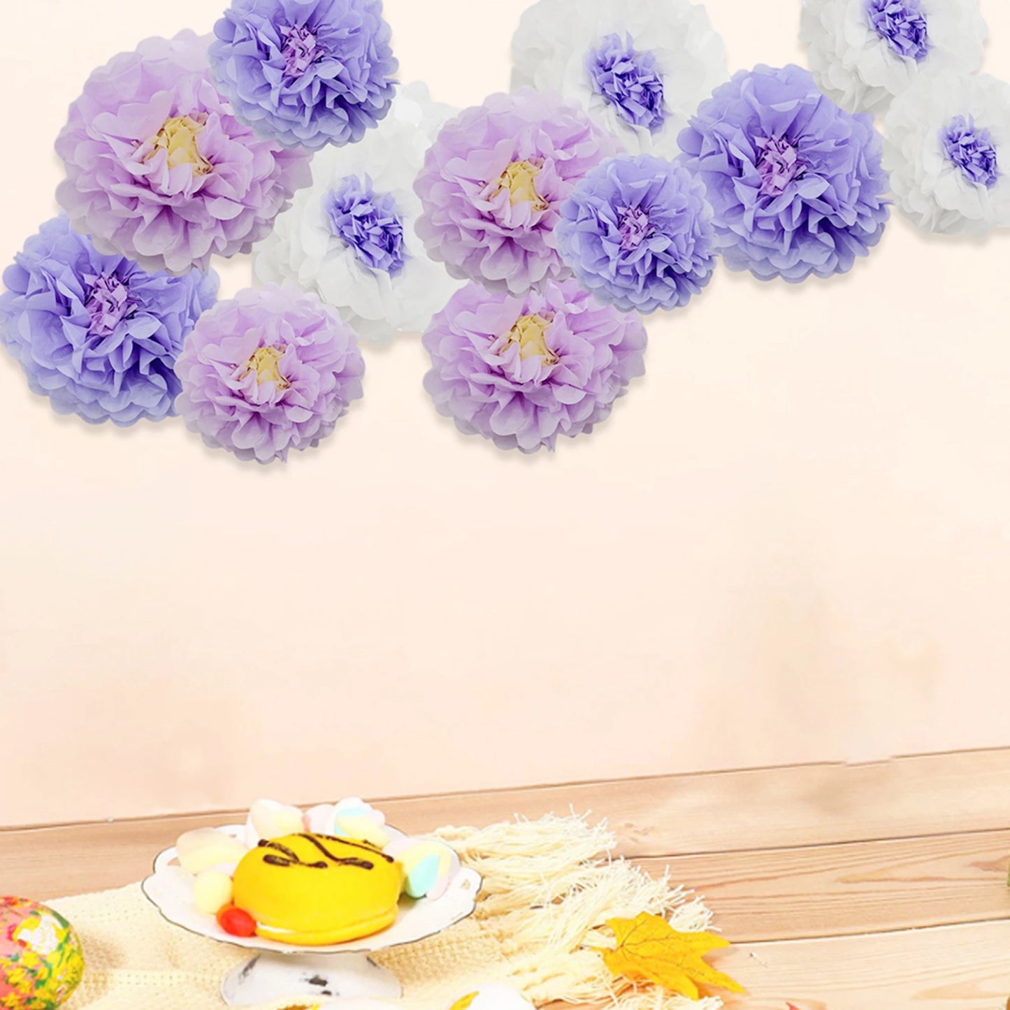 12Pcs Handmade Tissue Paper Flowers Set for Party Backdrop Wedding Birthday Craft Decoration DIY Floral Theme