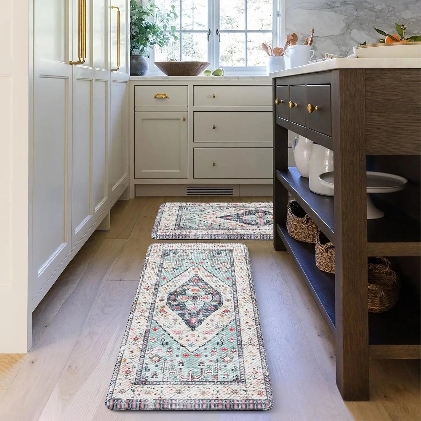 Farmhouse Kitchen Mats,Anti Fatigue Kitchen Rugs Sets of 2, Non Slip Waterproof Kitchen Floor Mats, Ergonomic