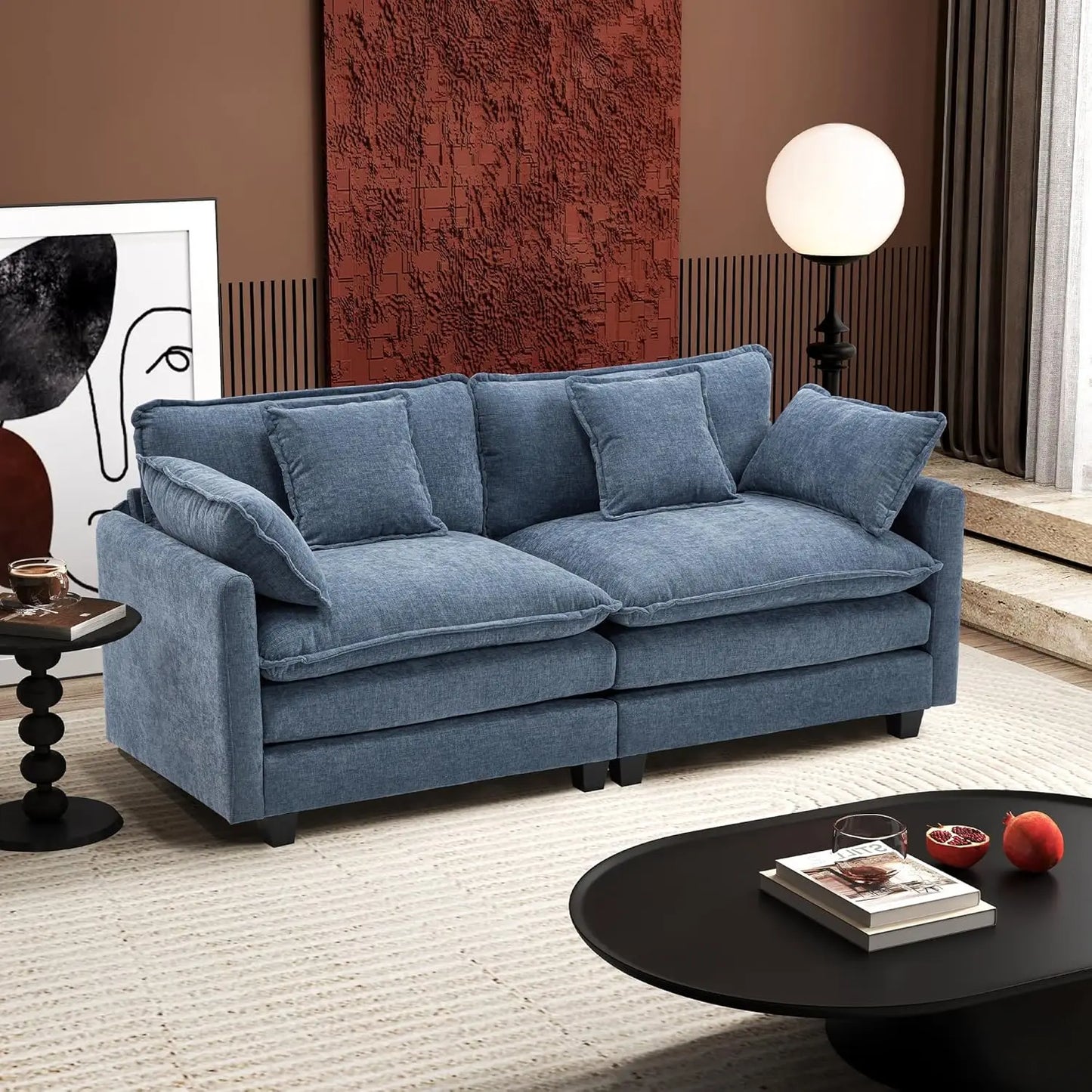 Modern 77" Sectional Loveseat Sofa, Comfortable 2-Seat Couch for Living Spaces and Apartments
