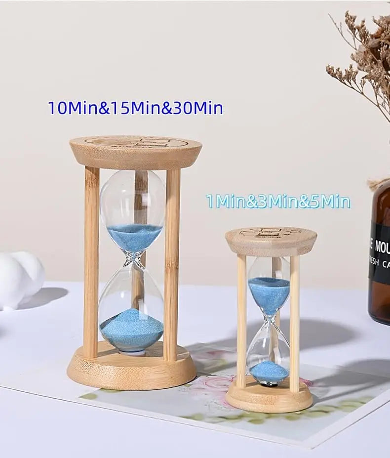 Mini Wooden Sand Timers,Bamboo Hourglass Sand Timers 5Min Sandglass Timer for Toothbrush Timer Games Classroom Home Office