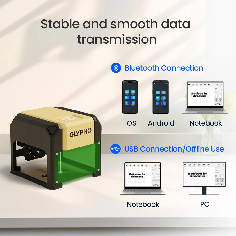 3000mW Laser Engraver Machine CNC Highly Accurate Portable 3W Laser Engraving Cutting Machine For Dog Tag Paper Leather Wood DIY
