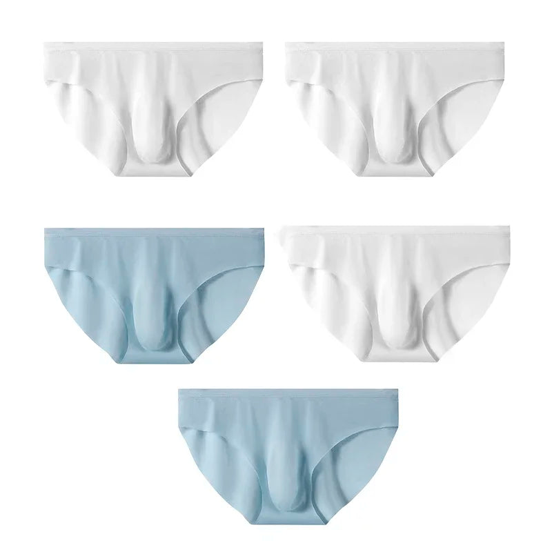 5 PCS/SET Men's Briefs Summer Ice Silk Underwear Sexy Seamless Breathable Low Waist Panties Shorts Plus Size 3XL  Lingerie