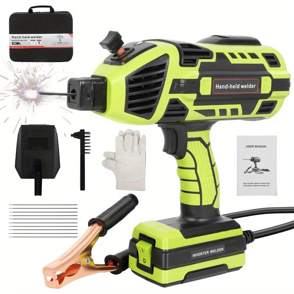 Handheld Welding Machine 110V Portable Welding Machine with IGBT Inverter 6 Variable Current Adjustment 20-120Amp ARC Welder Gun