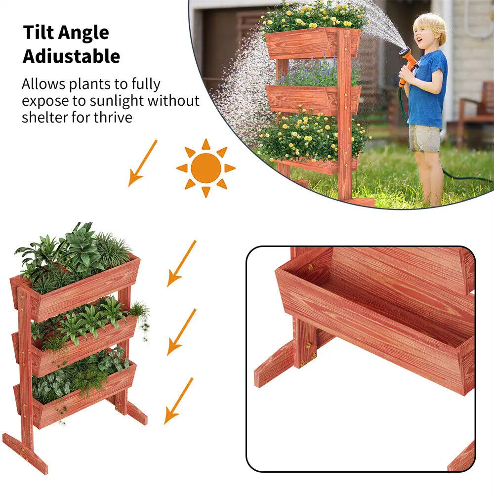Vertical Raised Garden Bed Elevated Wood Horticulture Planter Box Stand w/ Legs