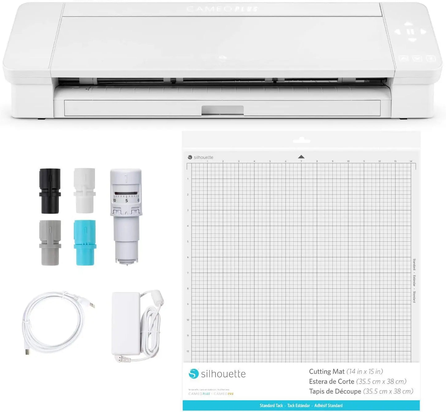 Cameo 4 Plus 15 Inch Version - 15" Cutting Mat, Power cords, Built in Roll Feeder, Silhouette Studio Software