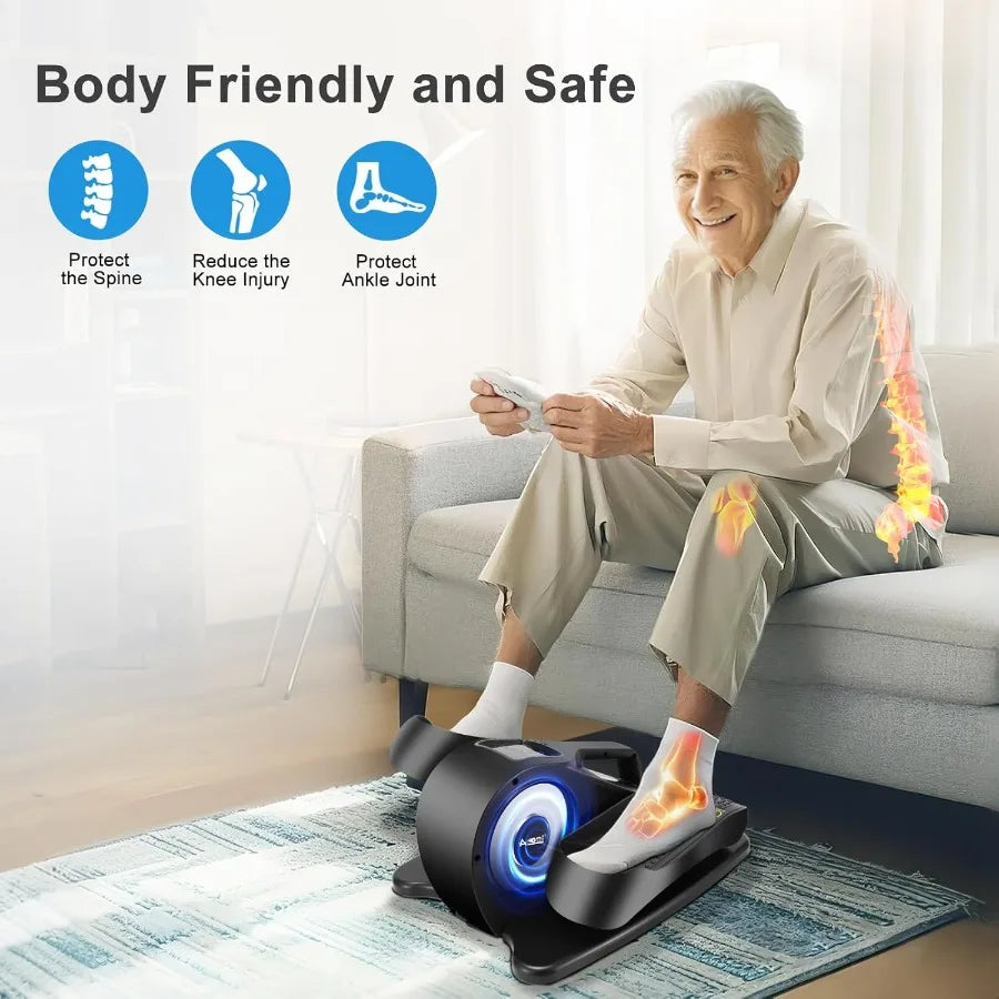Under Desk Elliptical Machine, Ellipse Leg Exerciser for Seniors Adults, Adjustable Speeds Elliptical Trainer with Remote Contro