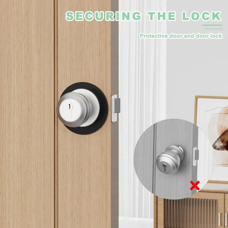 2 Door Knob Plate Cover Matte Black,  Reinforcement,  Deadbolt,  Handle Filler Fixing