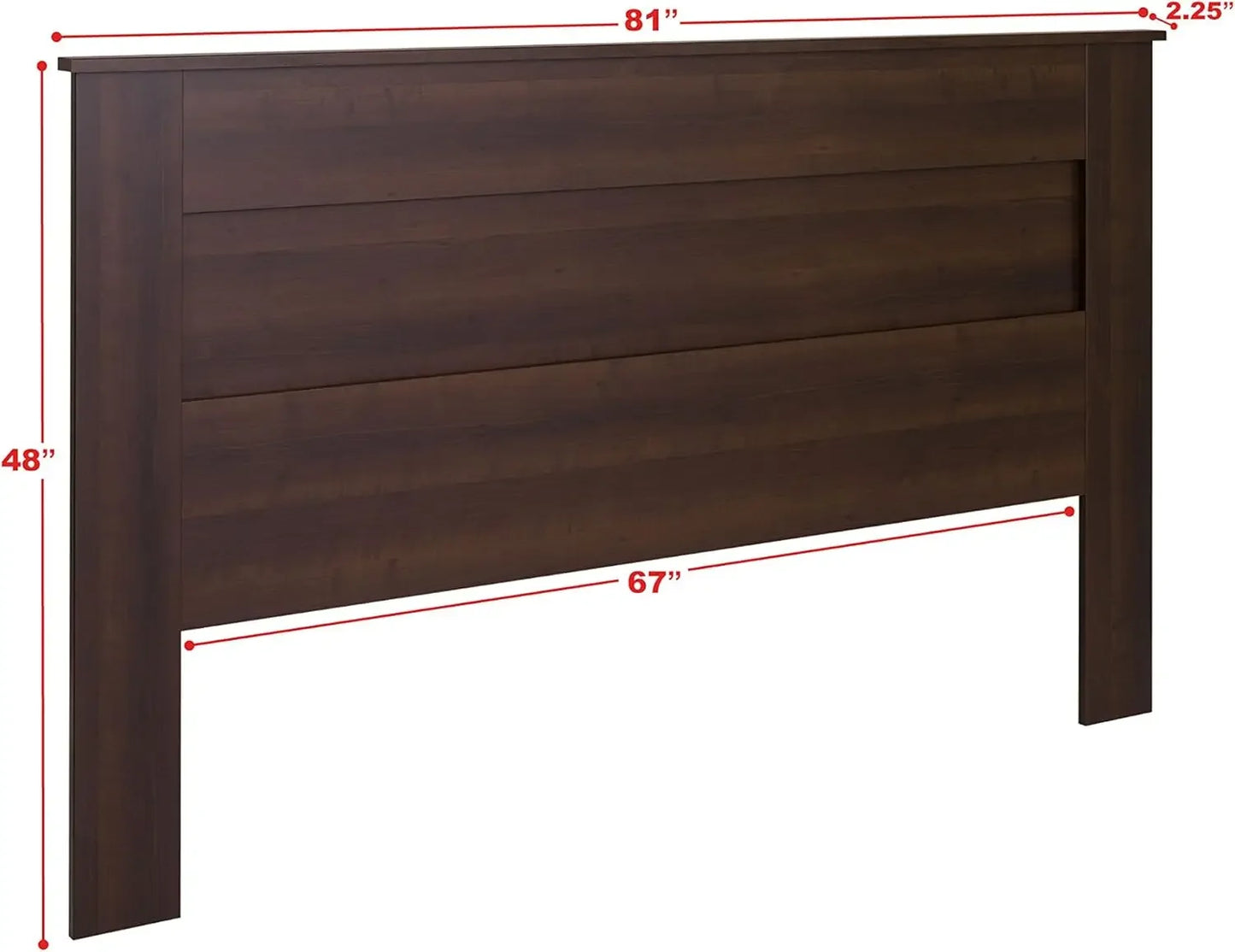 2025New-Stylish Flat Wood Panel Headboard for King Size Beds, Simplistic Wooden King Headboard 2.25" D x 81" W x 48" H, Espresso