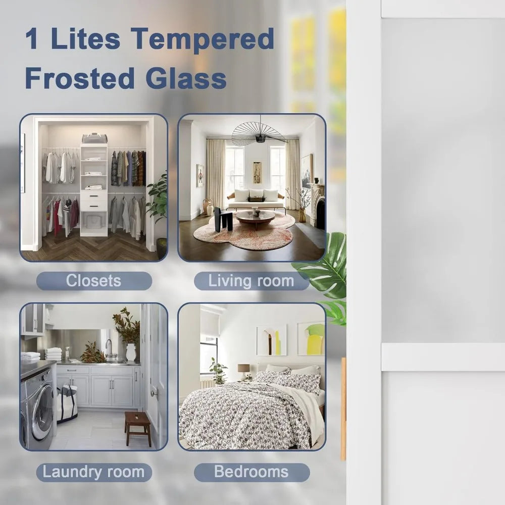 30 Inch X 80 Inch French Interior Door Half Lite Frosted Glass Pantry Door Panels Closet and Bathroom Single Door Slab
