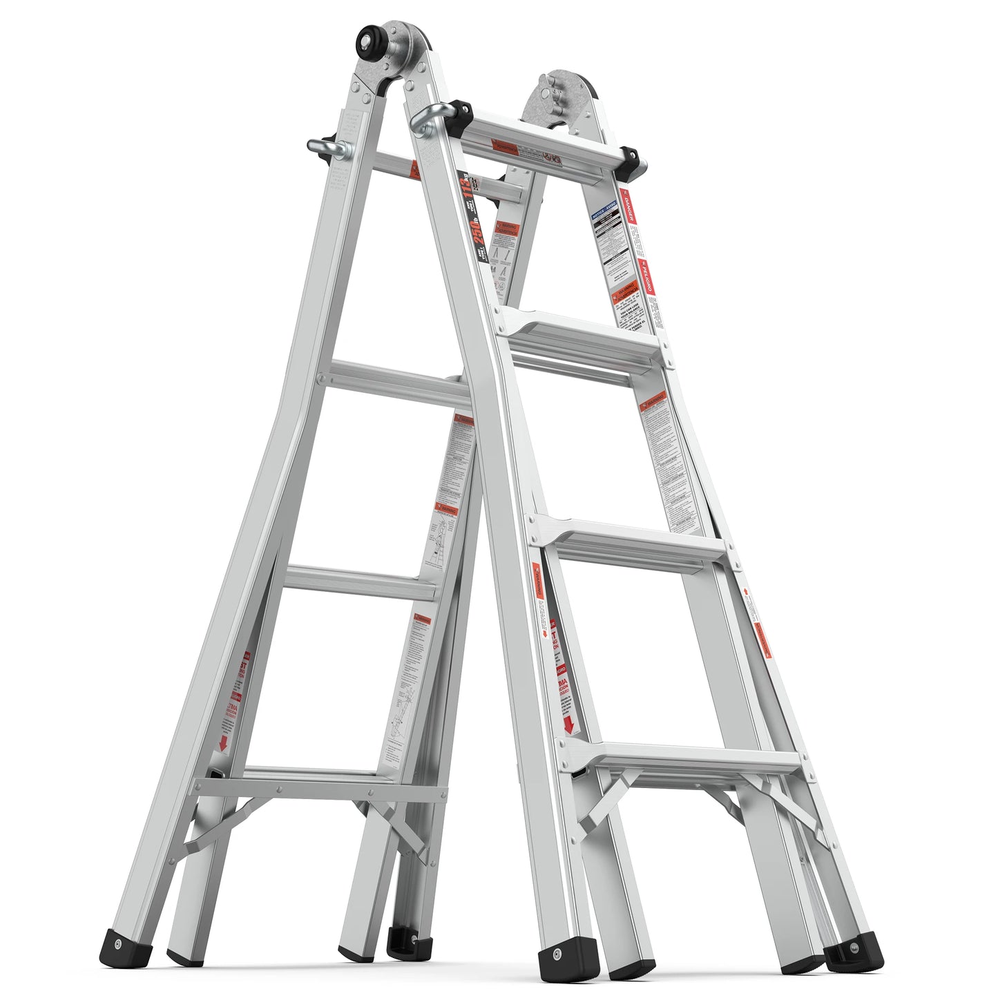 Comparable Durable Foot Foot pads Frame Knob locking Ladder Non Non slip Push 17ft Multi-Position Foldable Aluminum Ladder, A-Fr