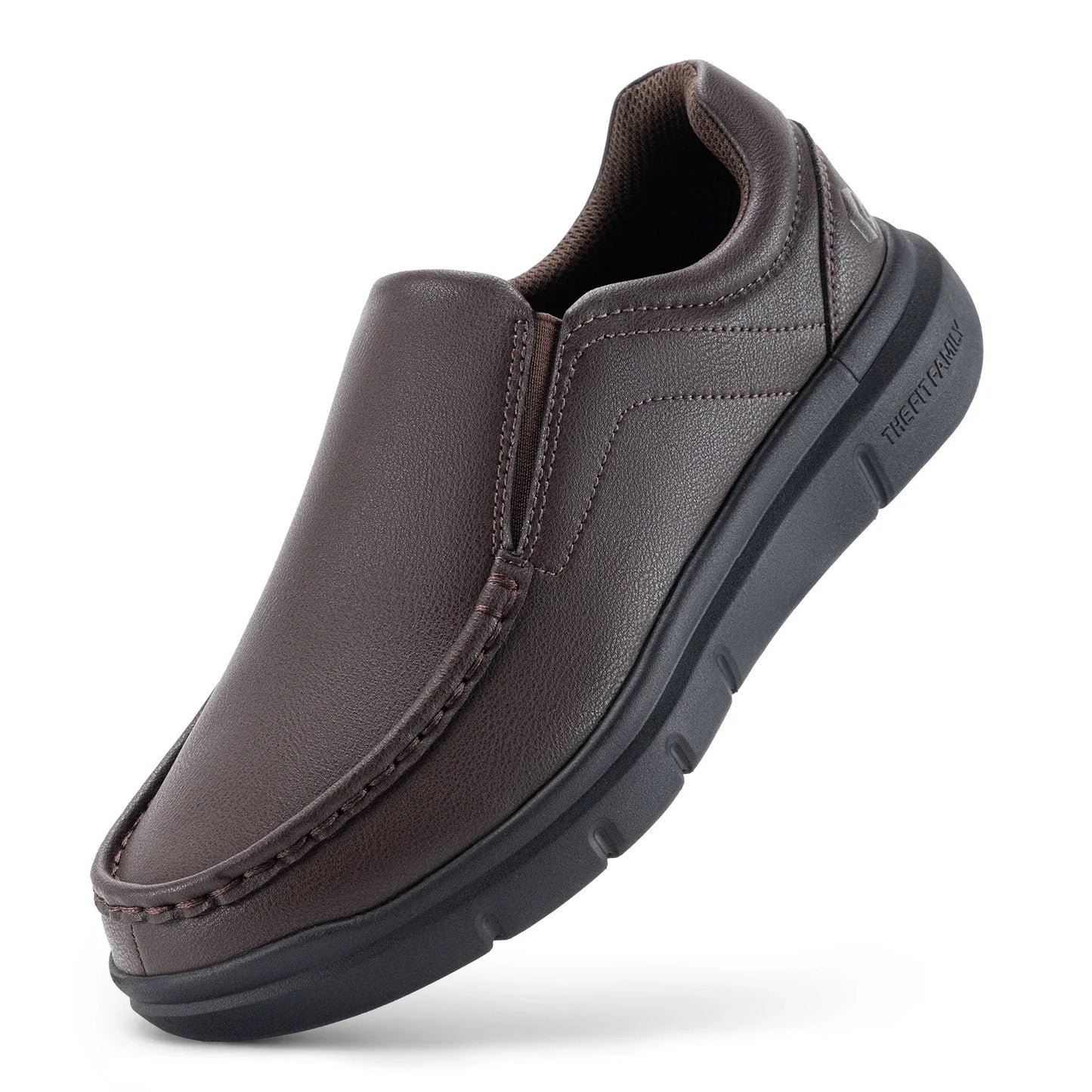 Men Slip On Casual Leather Shoes Wide Width 2E Arch Support