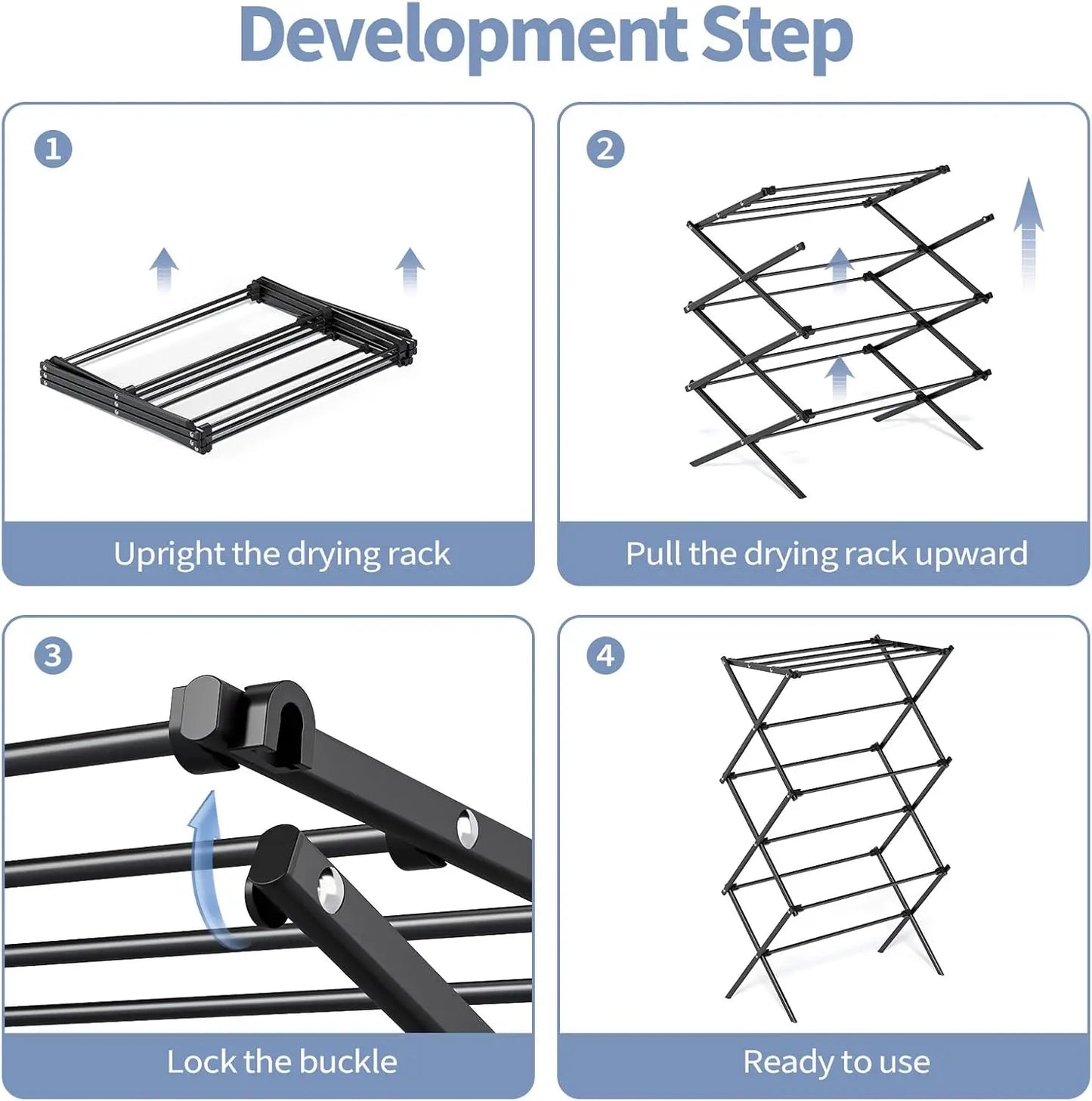 Drying Rack Clothing Metal Clothes Drying Rack Foldable for Clothe Towel Collapsible Laundry Rack Indoor Outdoor Laundry Room Bl