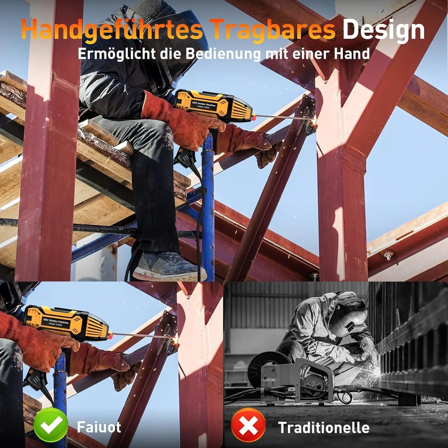 Handheld Welder ARC IGBT 120A with 6 Variable Current Settings FA206 Electrodes Welding Machine for Machine Wire 3/32"-1/8"