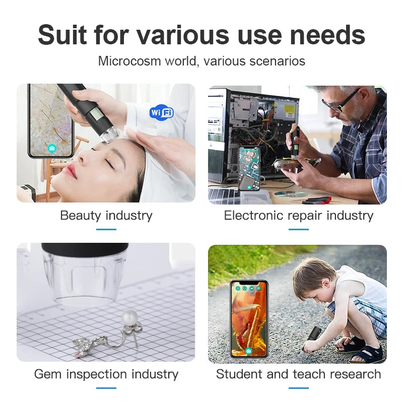 Wireless Digital Microscope 1000X Magnifier Professional USB WiFi Electronics Camera for Smartphone PCB Inspection Tools