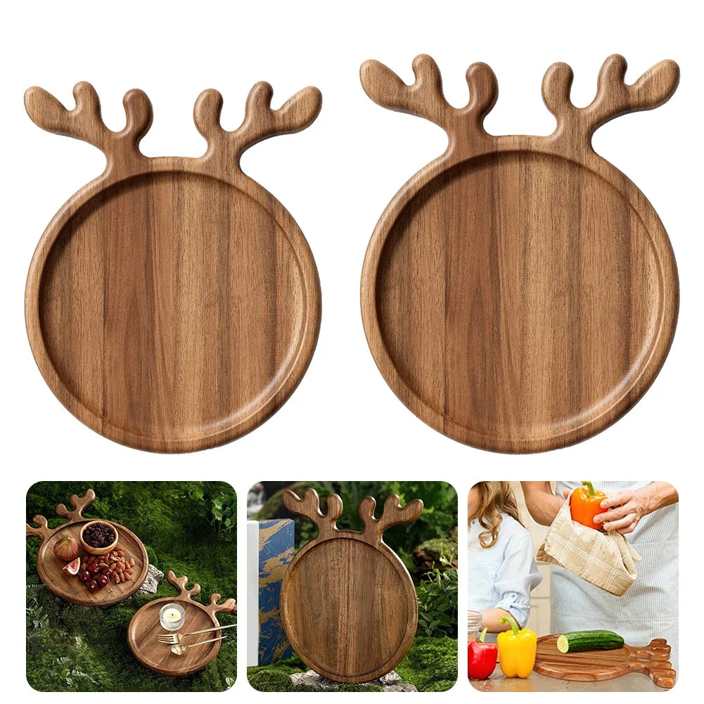 Appetizer Platter Decorative Food Dish Plate with Antler Handle Sushi Dishes Plate Dessert/Snacks/Fruit/Cookies Kitchen Supplies