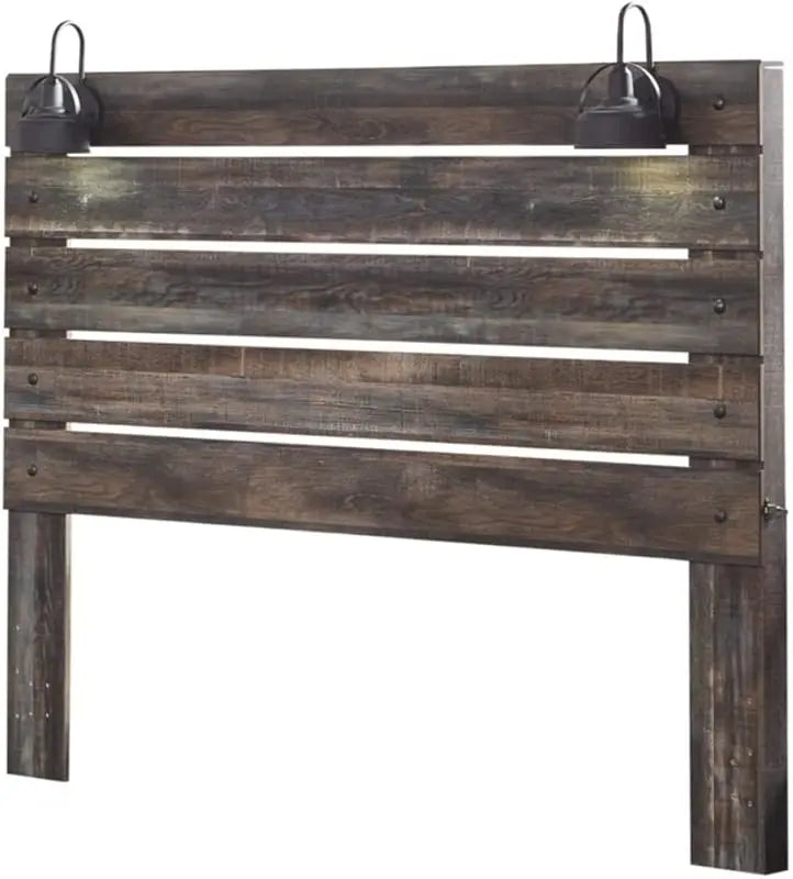 Drystan Rustic Panel Headboard ONLY with USB Charging Stations, Twin, Brown