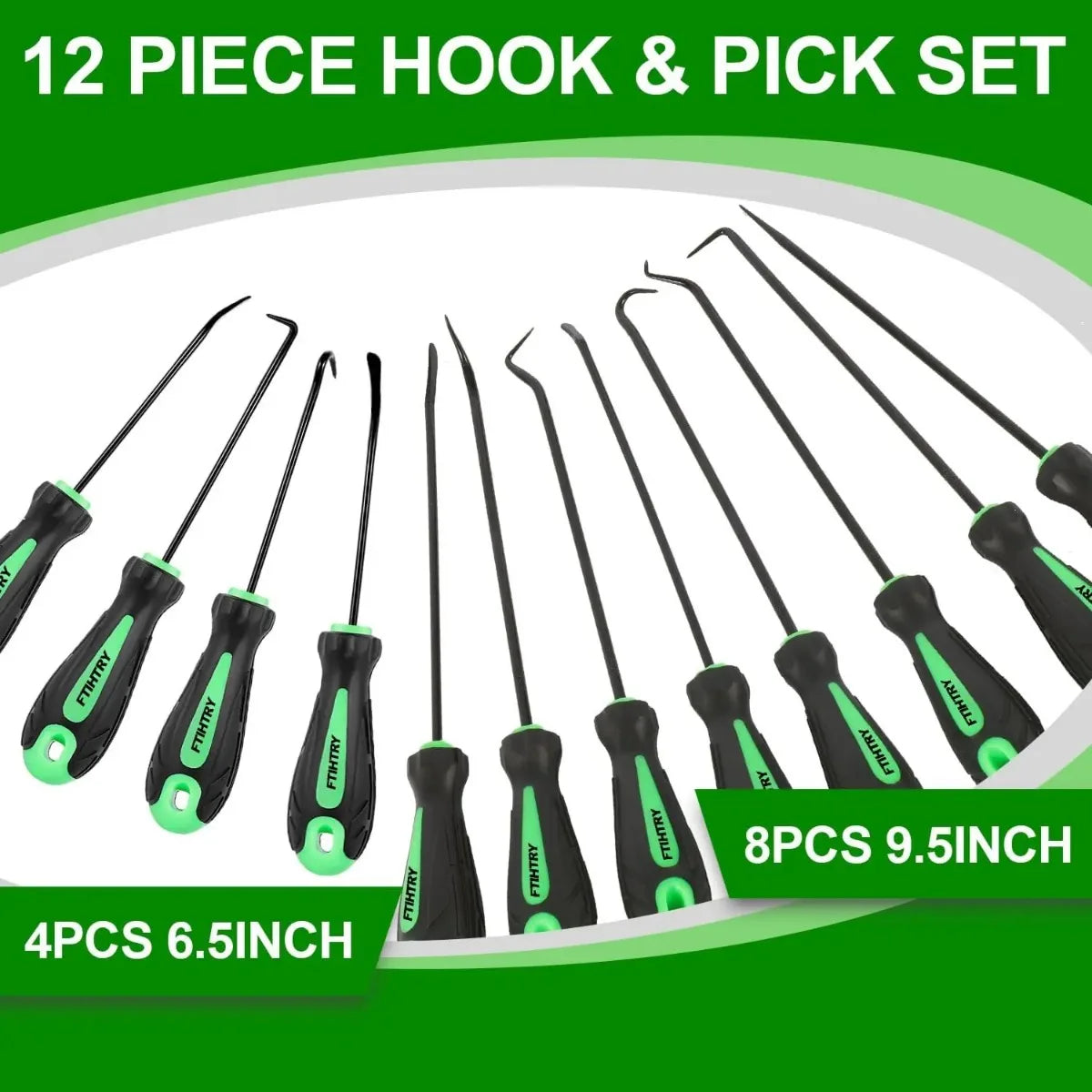 12 Piece Pick and Hook Tools Set, Auto Oil Seal O Ring Gasket Removal Puller, Long and Mini Pick Tool Set, Silver