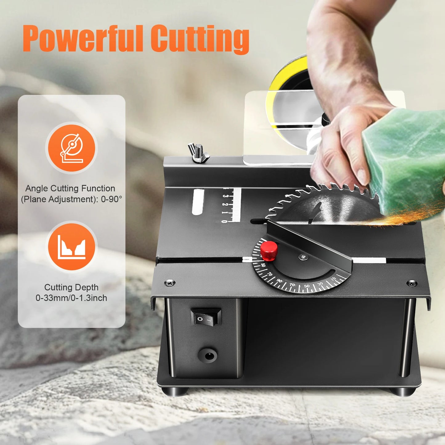 200W Mini Table Saw 0-90° Cutting for DIY & Craft Projects Multi-Functional Cutting Bench for Cutting, Drilling, Grinding