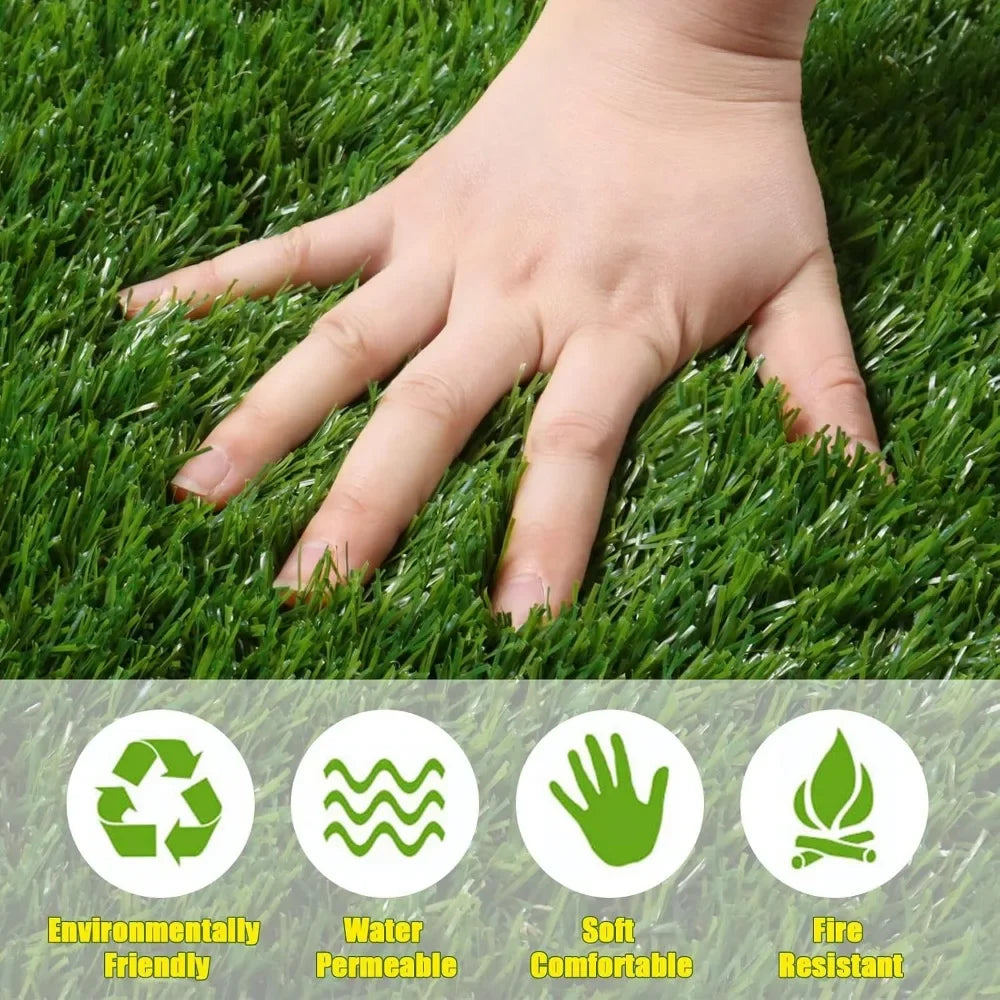 Artificial Grass Synthetic Thick Fake Grass Rug 11 FT x 13 FT, FREADEM Dog Artificial Turf Grass Mat with Drainage, for Outdoor