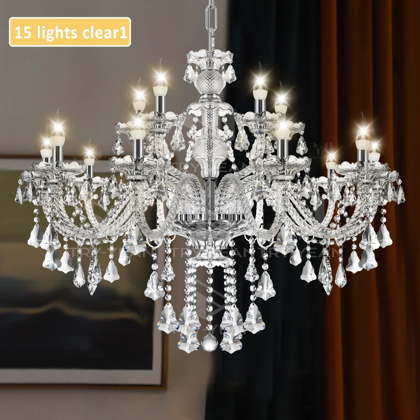 Ridgeyard 4-18 Arms K9 Crystal Chandelier Modern Luxury Boutique Country Style For Hallway Living/Dining Room Bedroom Home Light